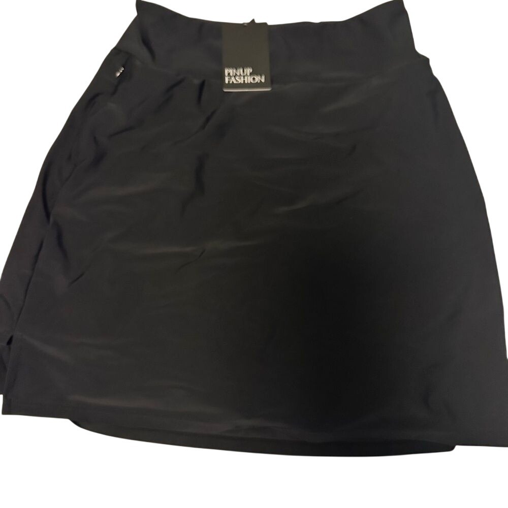 Pinup Fashion Womens Black Athletic Skort Active Skirt with Pockets‎ NWT